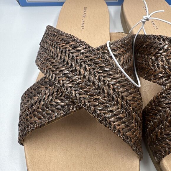 NEW Draper James Women's Size 8 Raffia Cross Strap Slip On Sandals, “Alex” Brown - Picture 4 of 16